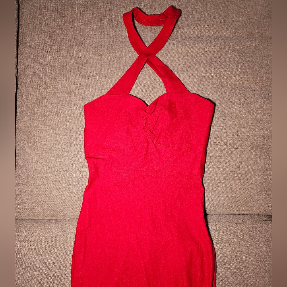 RockSteady Vibrant Red Backless Dress - Picture 2 of 6